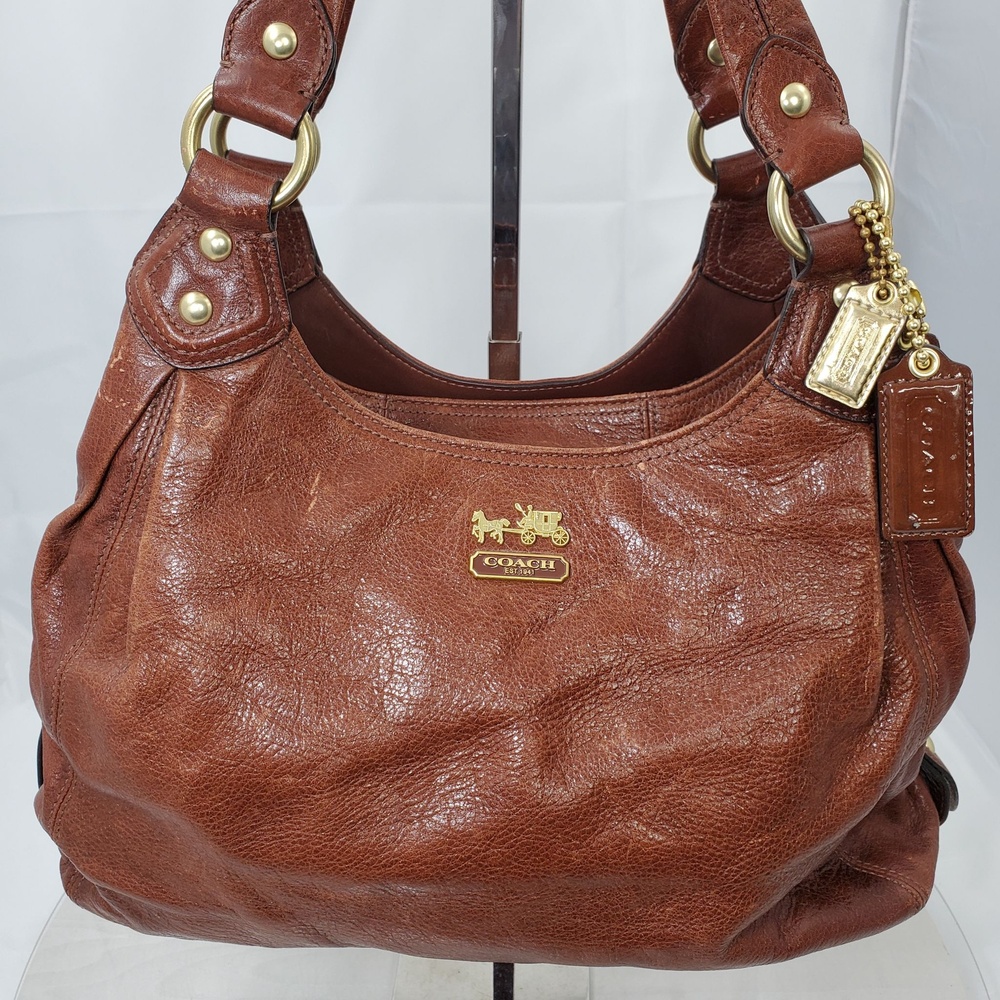Vintage Y2K Coach 14336 Maddison Maggie Brown Glazed Leather Slouchy Hobo Bag - Picture 2 of 16